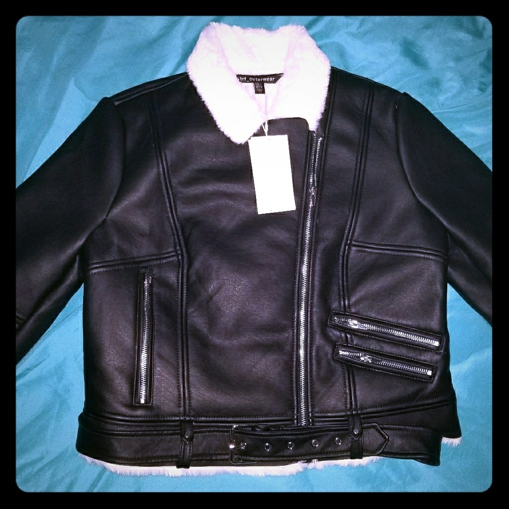 ZARA Faux Leather/Faux Fur Lined Jacket NWT